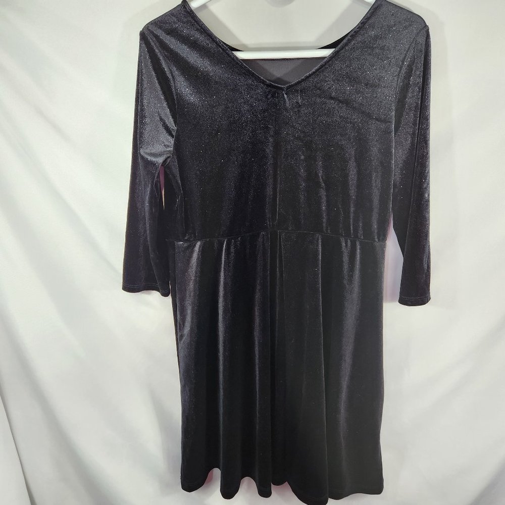 Lilt Dress Girls Black Sparkle Velvet Long Sleeve Scoop Neck Size 16.5 (CH-08)